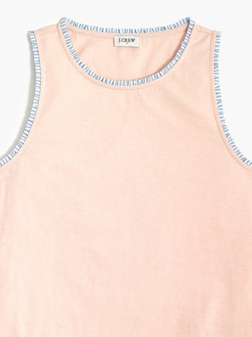 NWT J. Crew Light Pink Tank with Blue-Trim Stripe, M - Picture 2 of 3